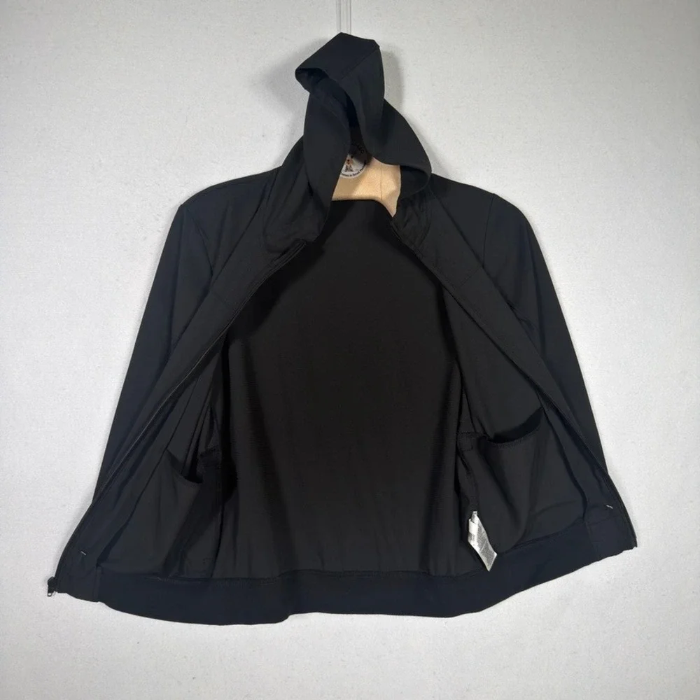 TravisMathew Youth Large Black Hooded Performance Jacket Full Zip Stretch
